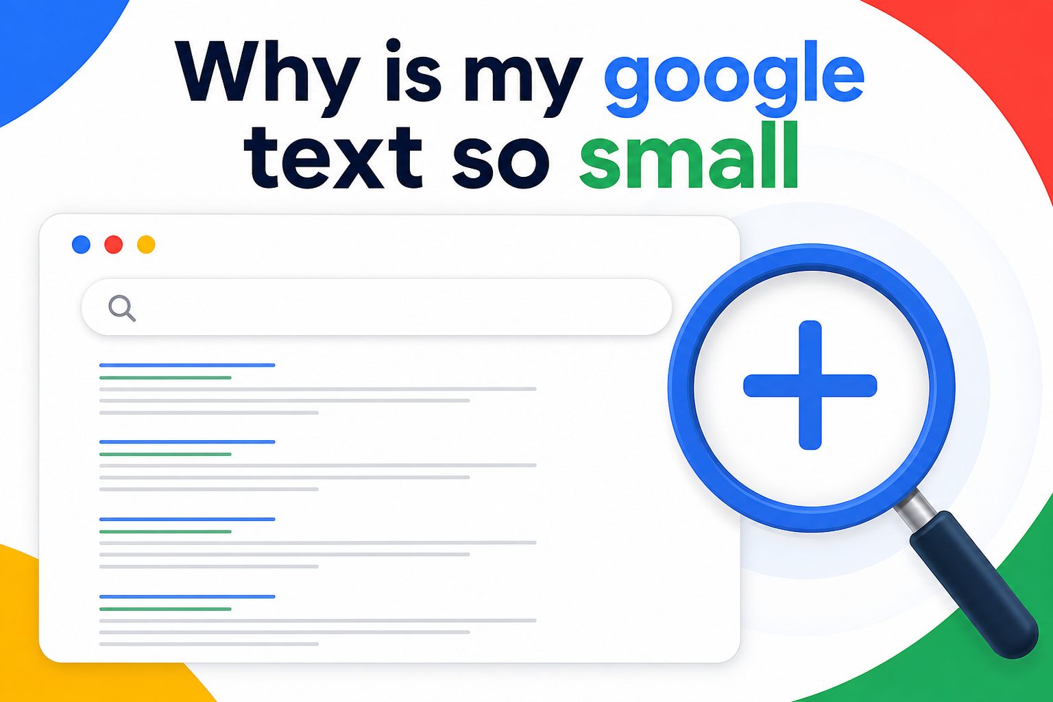Person adjusting browser zoom to make tiny Google search text easier to read